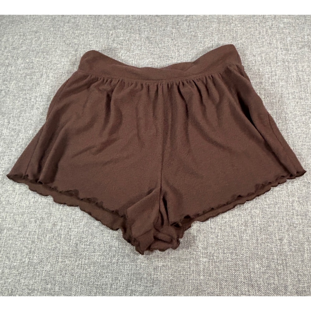 Pink Rose Lounge Shorts Brown Knit Flowy Lounge Crossover Waist Women's Large